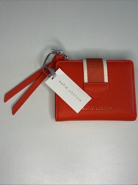 Katie Loxton Orange Leather Zip Wallet with Stripe Detail